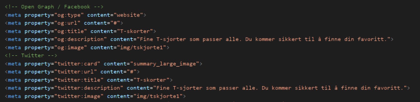 Metatags til koblig av sosiale medier